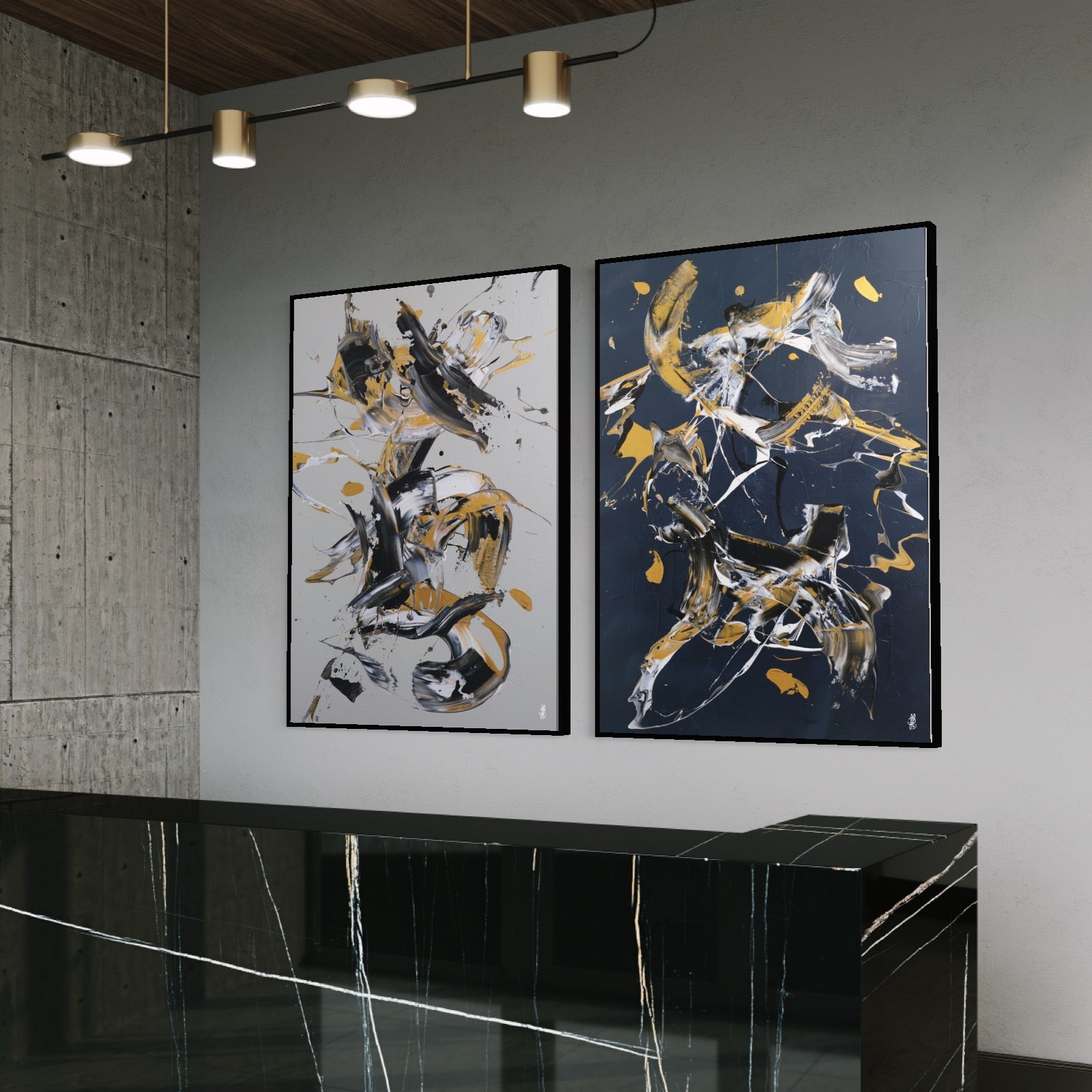 Art Wall 3 (2 Canvas Prints) - Less is more #28, Less is more #29