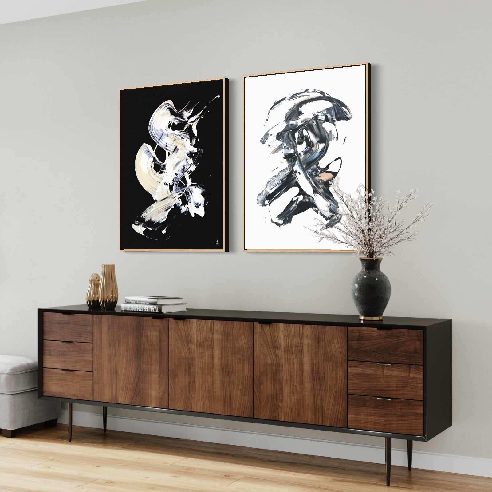 Art Wall 7 (2 Canvas Prints) - Less is more #8, Less is more #27