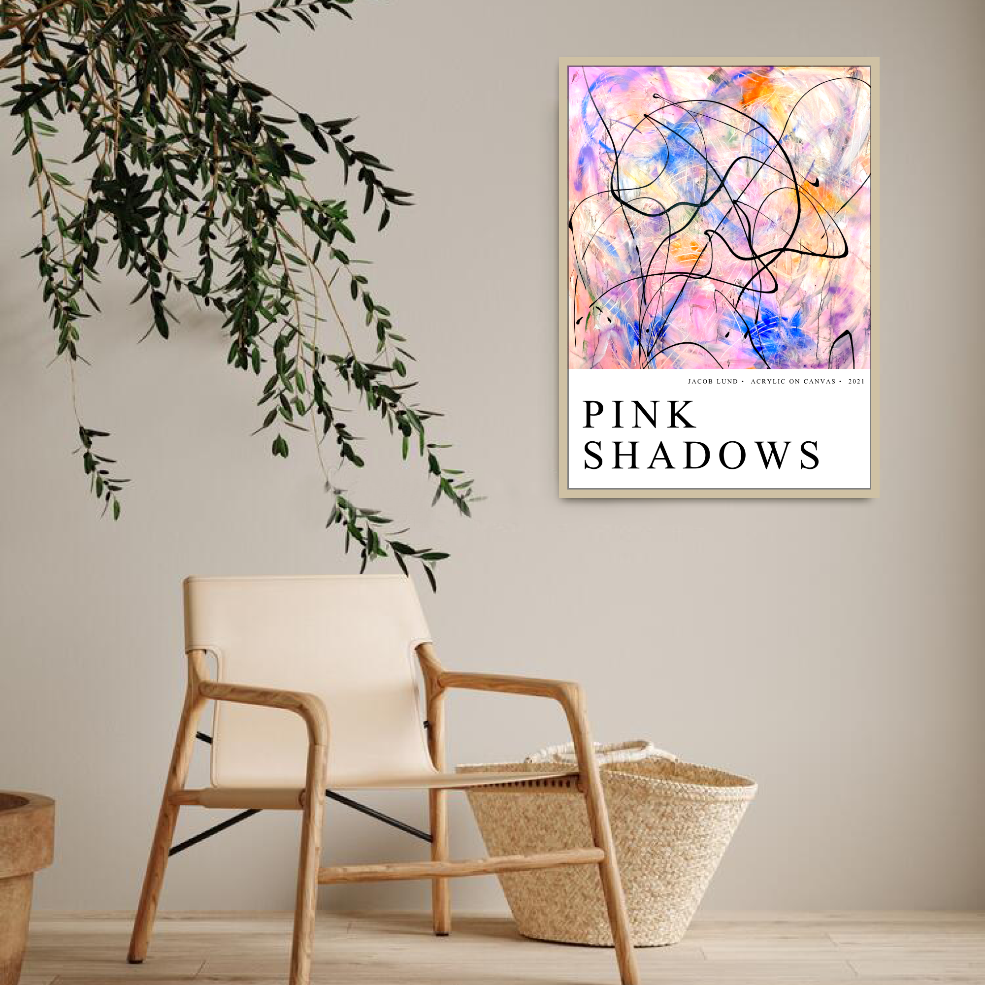Plakat: "Pink Shadows" (hvid baggrund)