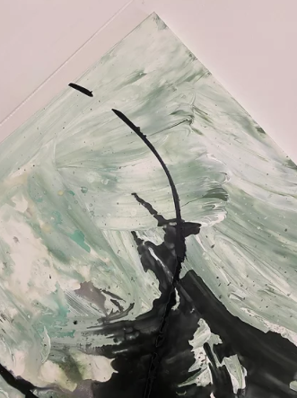 Maleri: "Grøn blæksprutte" 150 x 150 cm
