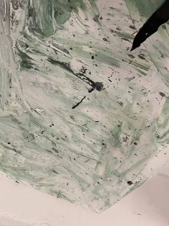 Maleri: "Grøn blæksprutte" 150 x 150 cm