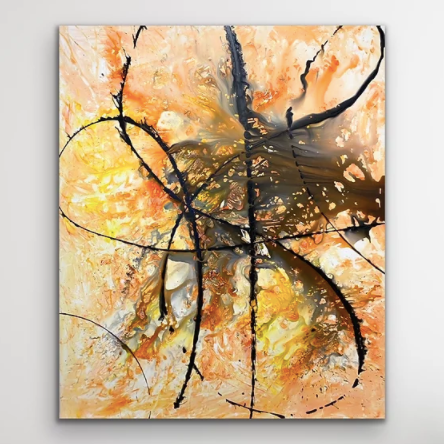 Maleri: "Orange blæksprutte" 180 x 150 cm