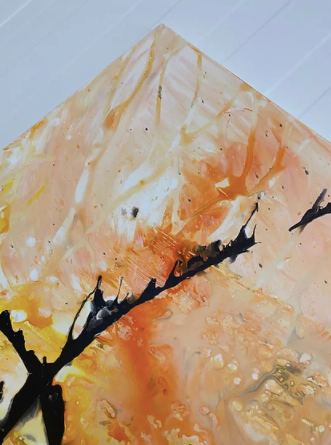 Maleri: "Orange blæksprutte" 180 x 150 cm
