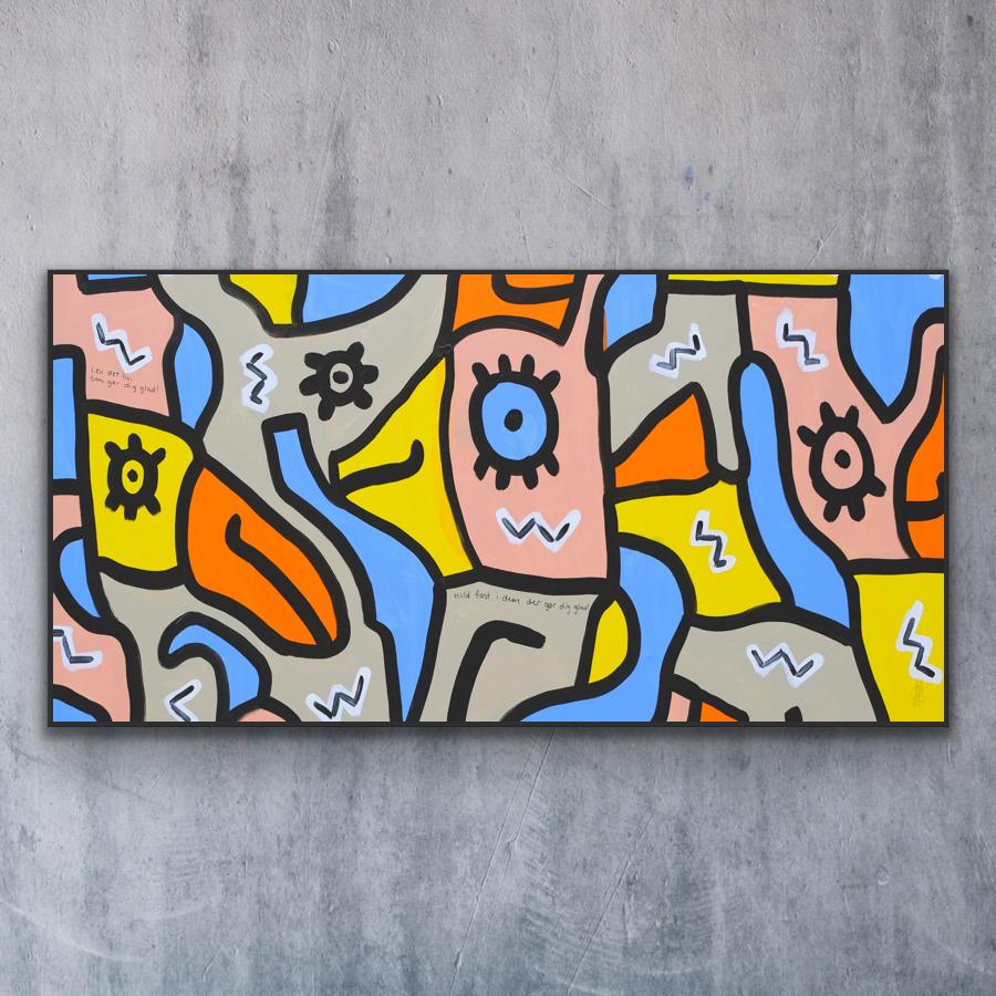 Canvas print: "Be F** Happy" (Rectangle)